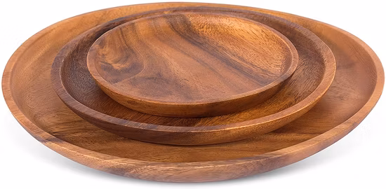 Wholesale Custom Acacia Wood Black Acacia Tray Home Restaurant Plates for Food