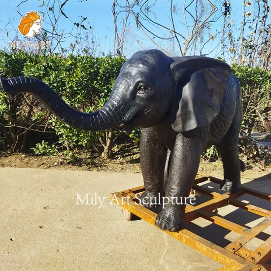 Decorazione dello zoo del giardino Grande grandezza naturale Artigianato in metallo Ottone Statua in rame Scultura in bronzo animale Elefante in vendita