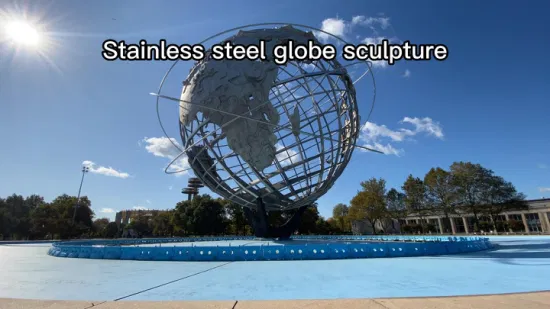 Nuovo prodotto Scultura da giardino in acciaio inossidabile con globo di statua da strada in metallo moderno